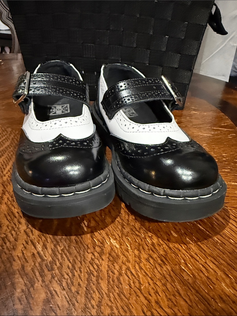 T.U.K Black and White Mary Jane Loafers